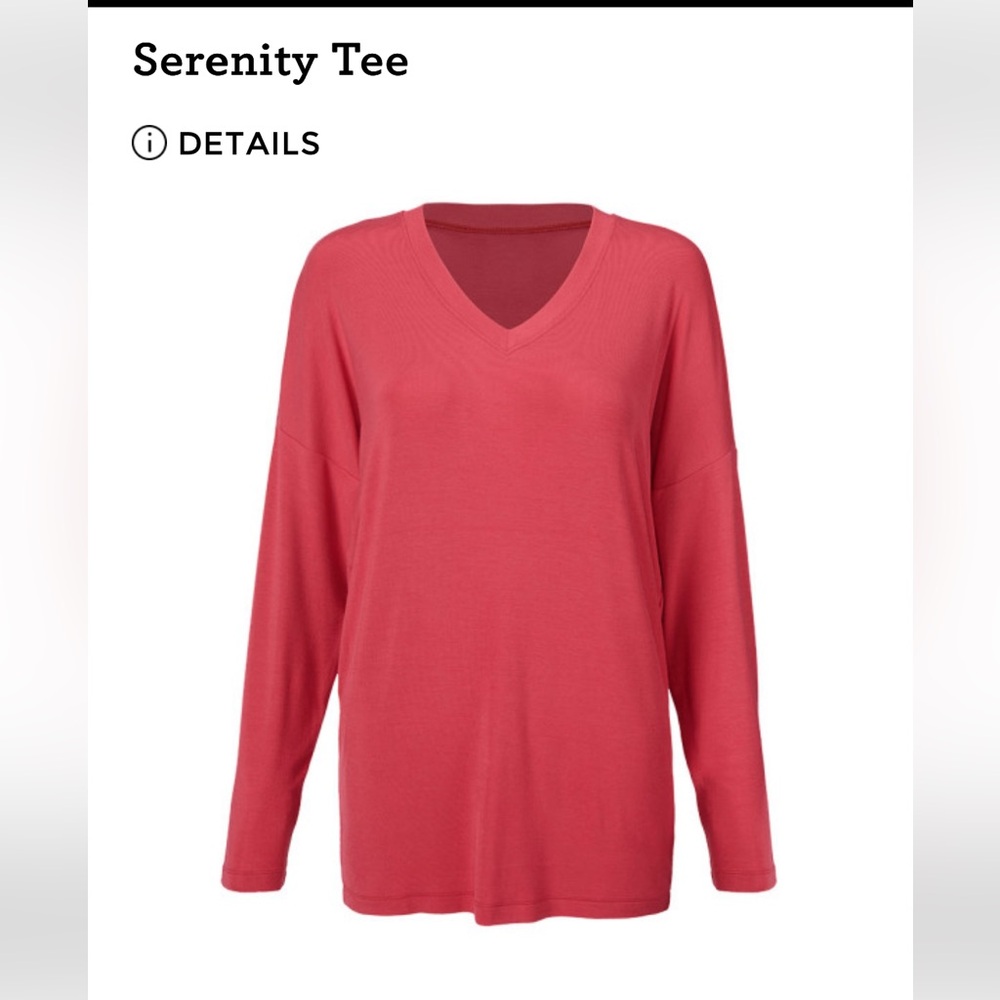 NEW w/o Bag!  CAbi Serenity Tee, Cardinal color, size small, V-Neck Long Sleeve - Picture 4 of 5